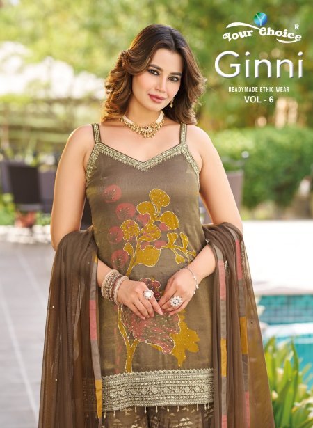 Ginni Vol 6 By Your Choice Designer Chinon Readymade Suits 